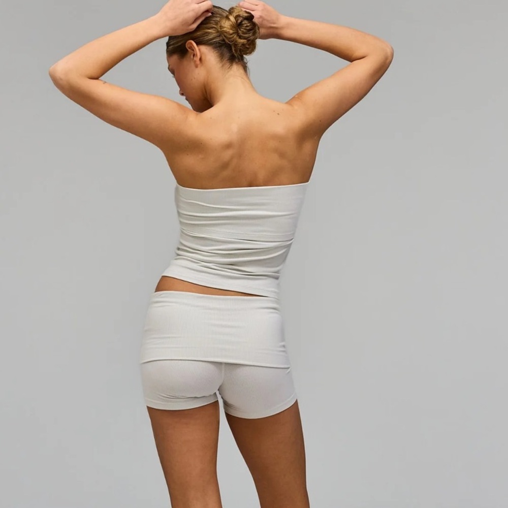 EXERCERE Rib Fold Over Shorts - Vanilla